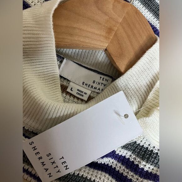NWT Ten Sixty Sherman Woman’s Stripe Mock Neck Sweater -L - Picture 6 of 6
